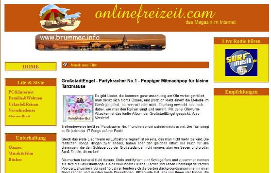 Artikel über die GroßstadtEngel auf onlinefreizeit.com